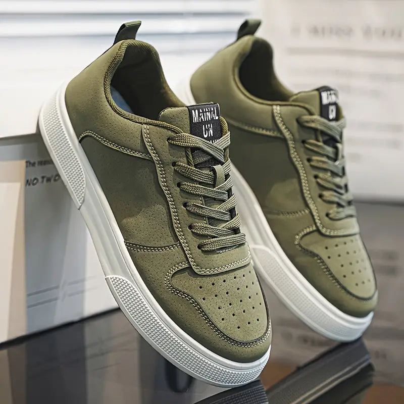 Men's Leather Low Top Sneakers Casual Shoes
