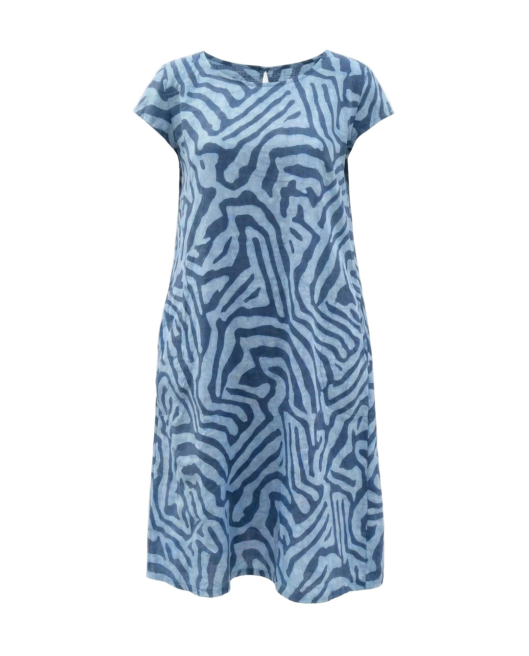 Women's Linen A-Line Short Sleeve Casual Midi Shift Dress