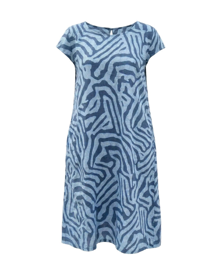 Women's Linen A-Line Short Sleeve Casual Midi Shift Dress