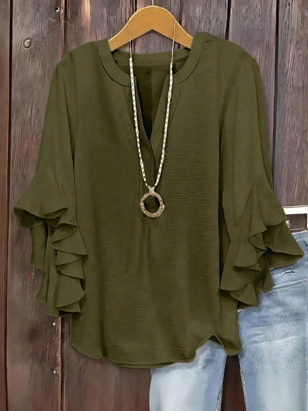 Women's Rayon Blend Short Sleeve V-Neck Casual Blouse
