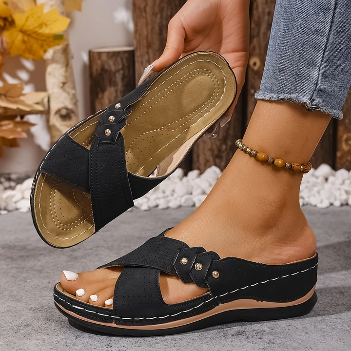 Women’s Leather Arch-Support Wedge Sandals