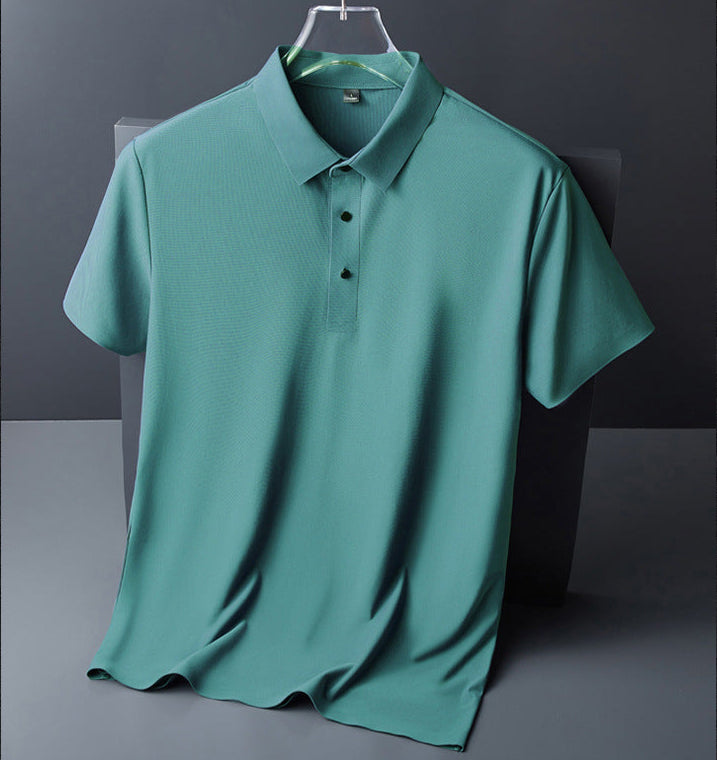 Men's Linen Blend Knit Polo Shirt Premium Short Sleeve Top