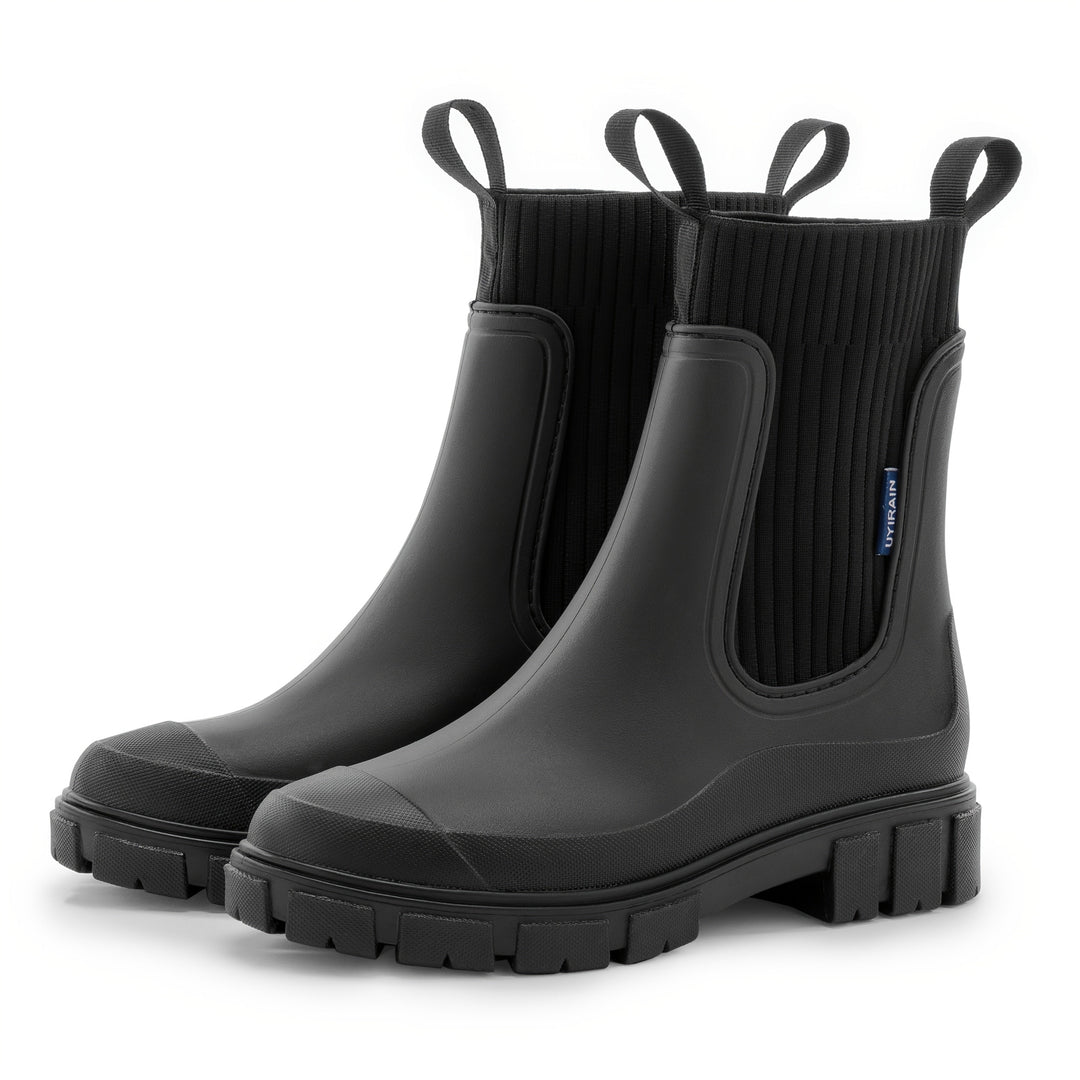 Women's Waterproof Rubber Wedge Chelsea Boots