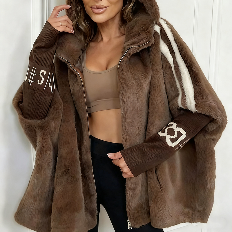 Women's Hooded Faux-Fur Zip-Up Coat