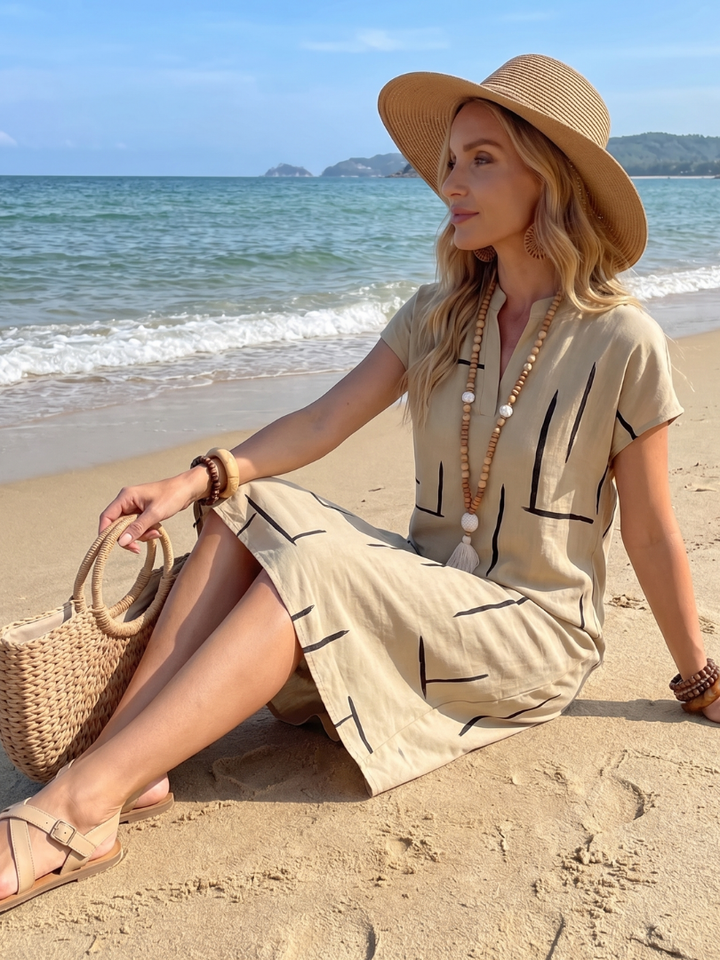 Women's Linen Shift Dress Casual Tunic