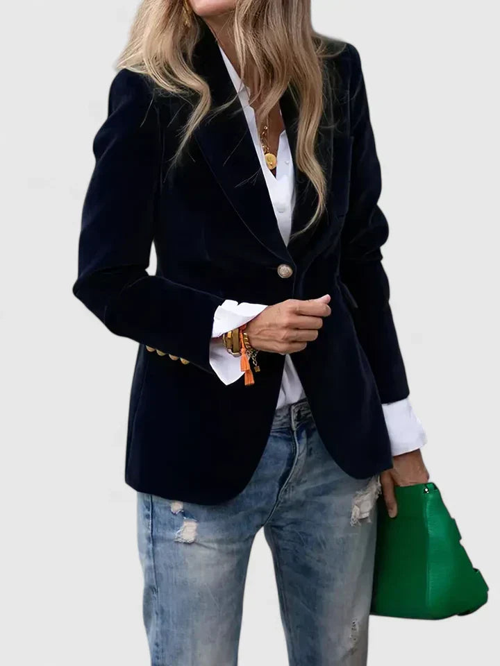 Women's Velvet Blazer Suit Jacket Casual Work Office Coat