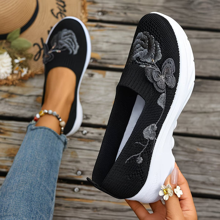 Women Knit Slip On Trainers Loafers Walking Shoes