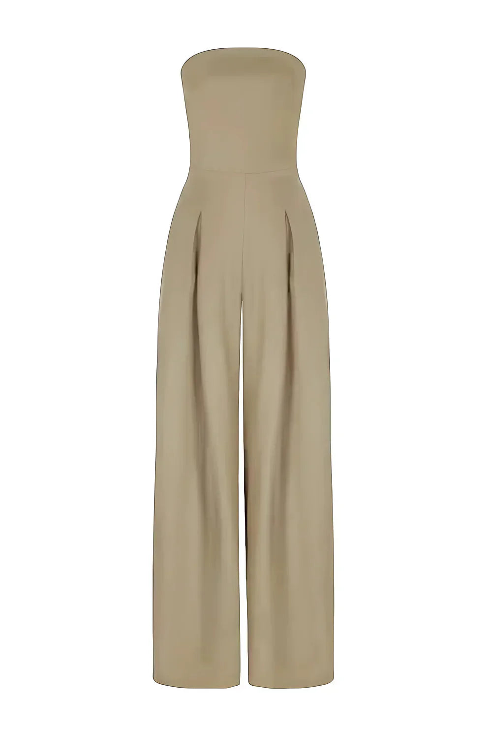 Women's Strapless Wide Leg Linen Jumpsuit with Pockets