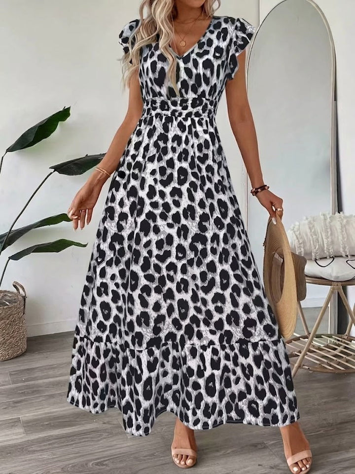 Women’s Silk Blend Baroque V-Neck High-Waist Maxi Dress