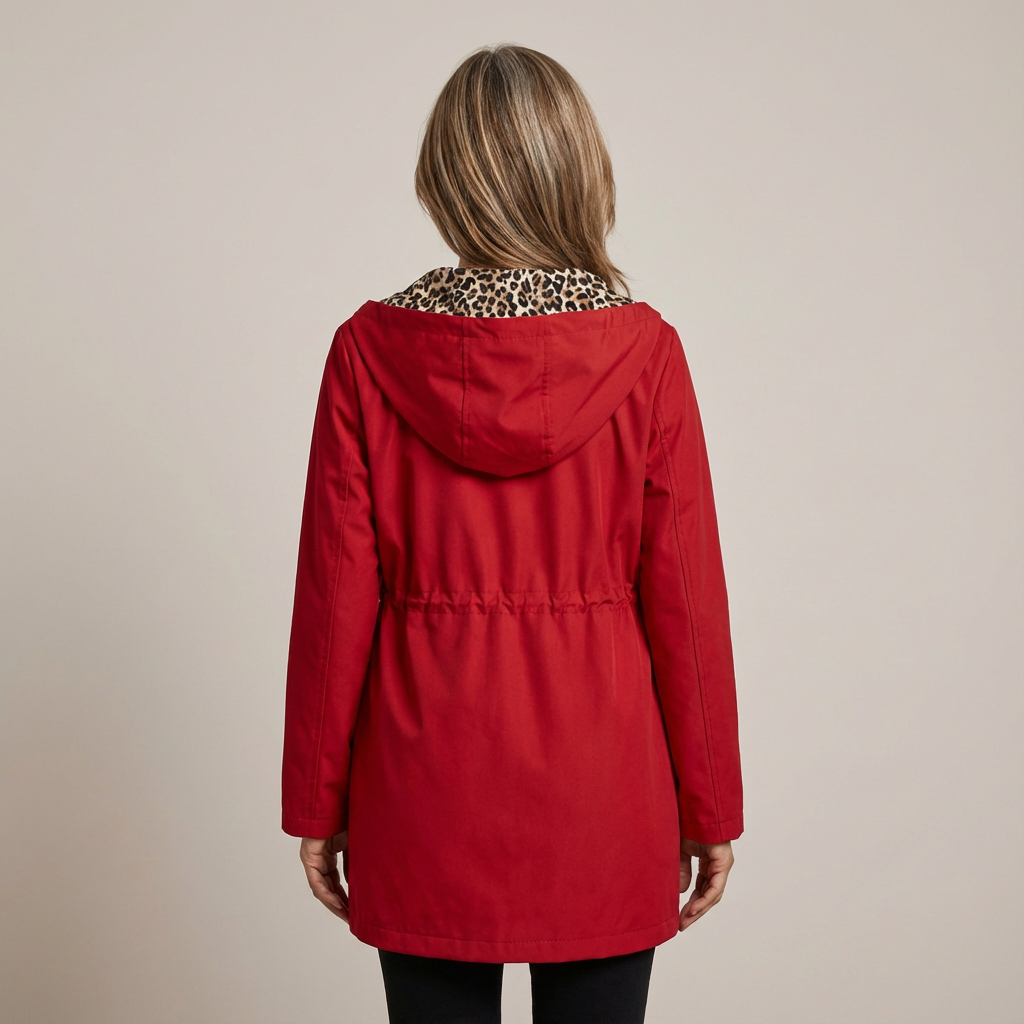 Women's Fleece Reversible Leopard Print Hooded Jacket