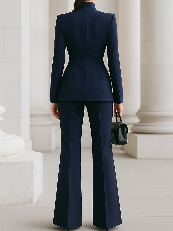 Womens Wool Trouser Suit Blazer Set