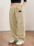 Women's Corduroy Wide Leg Trousers Drawstring Baggy Pants