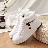 Women's High Top Leather Fleece Lined Sneakers Boots Trainer