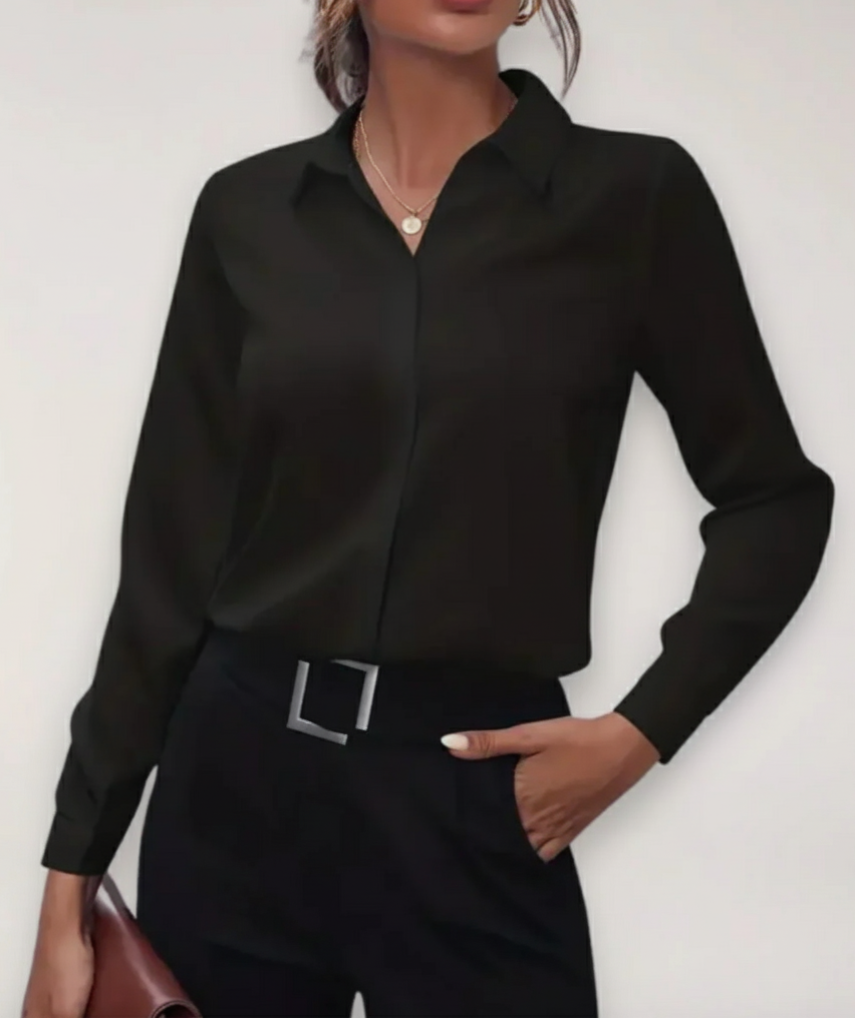 Women's Silk Button Down Shirt Long Sleeve Formal Office Work Blouse Elegant Top