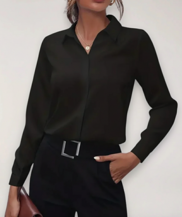 Women's Silk Button Down Shirt Long Sleeve Formal Office Work Blouse Elegant Top