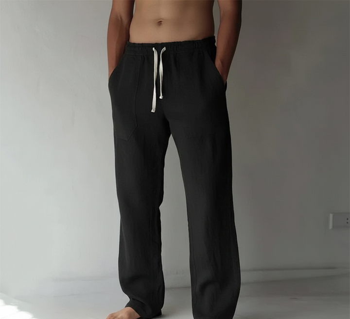 Men's Linen Wide Leg Casual Drawstring Trousers