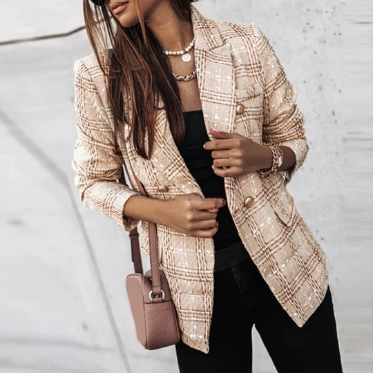 Women's Tweed Blazer Tailored Jacket Coat