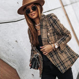 Women's Tweed Blazer Tailored Jacket Coat