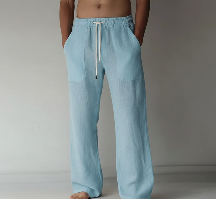Men's Linen Wide Leg Casual Drawstring Trousers