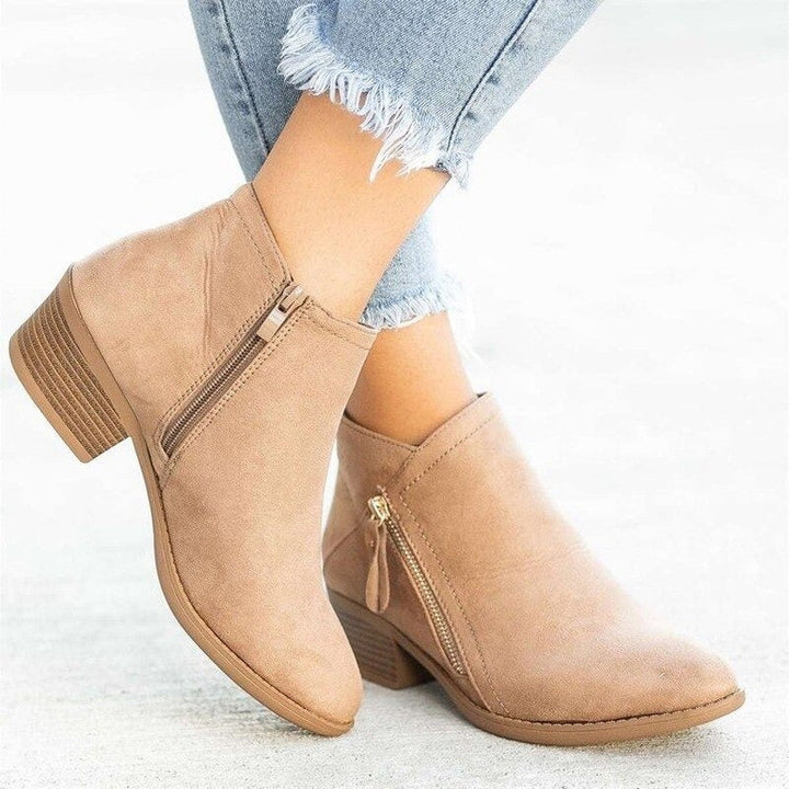 Women's Suede Tassel-Zip Stacked-Heel Ankle Boots
