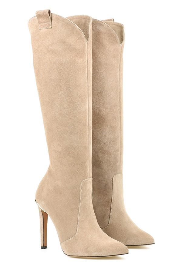 Women's Leather Knee High Pointed Toe Stiletto Boots