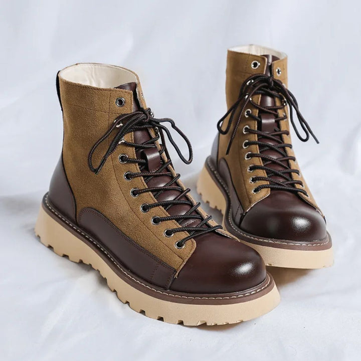 Men's Retro Leather Casual High Top Combat Ankle Boots