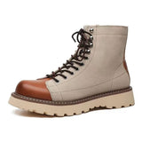 Men's Retro Leather Casual High Top Combat Ankle Boots
