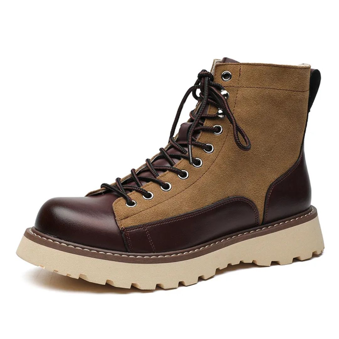 Men's Retro Leather Casual High Top Combat Ankle Boots