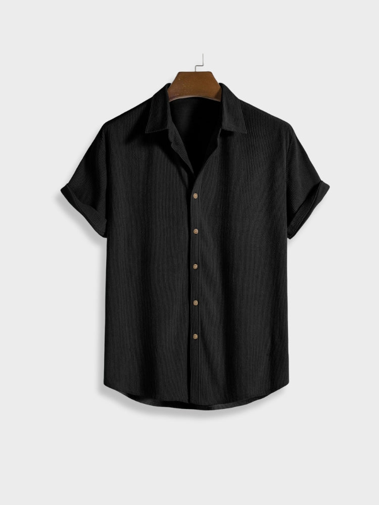 Men's Knit Button Up Shirt and Shorts Two Piece Set