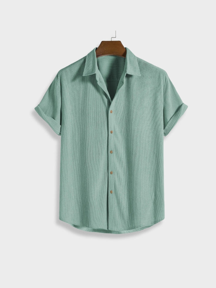 Men's Knit Button Up Shirt and Shorts Two Piece Set