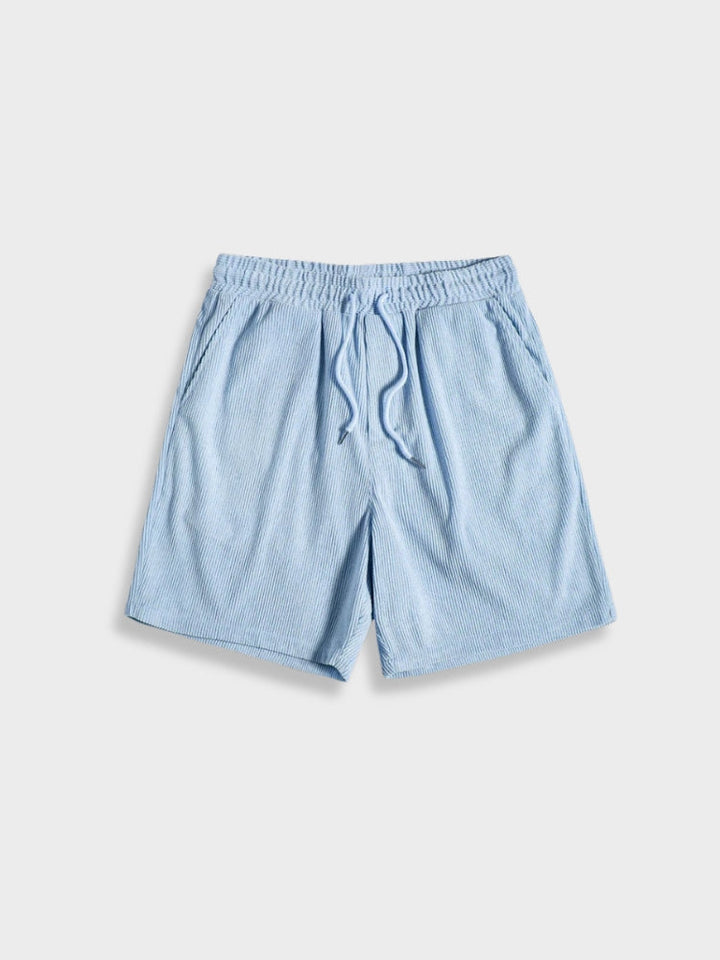 Men's Knit Button Up Shirt and Shorts Two Piece Set