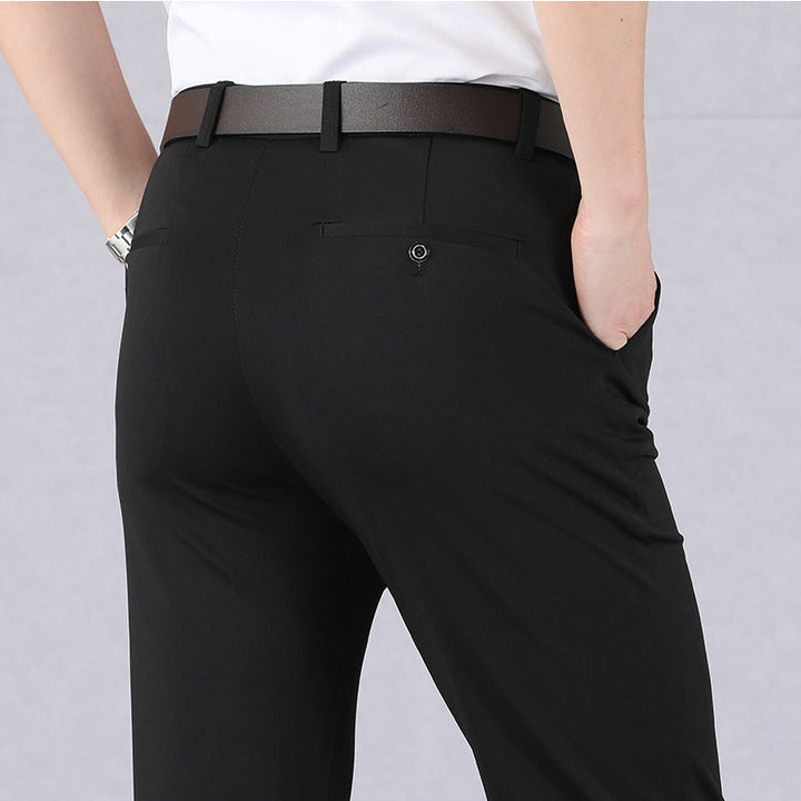 Men's Wool Blend Slim Fit Formal Dress Trousers
