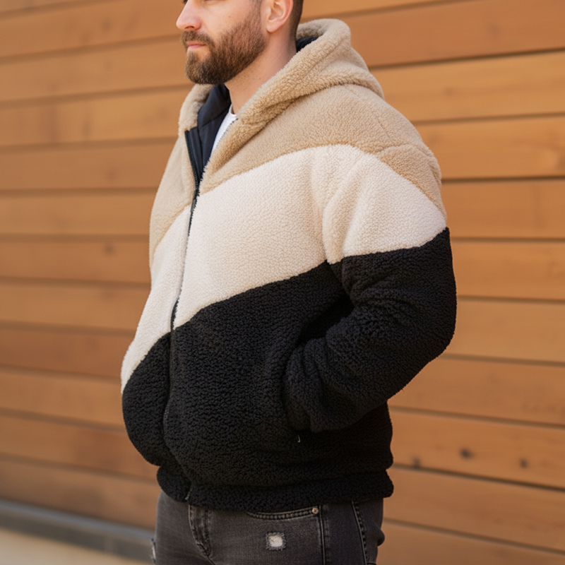 Men's Sherpa-Lined Fleece Zip-Up Hoodie