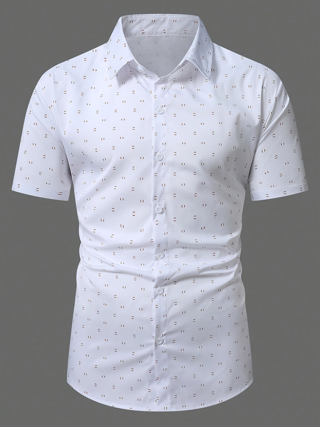 Men's Printed Linen Short-Sleeve Button-Down Shirt