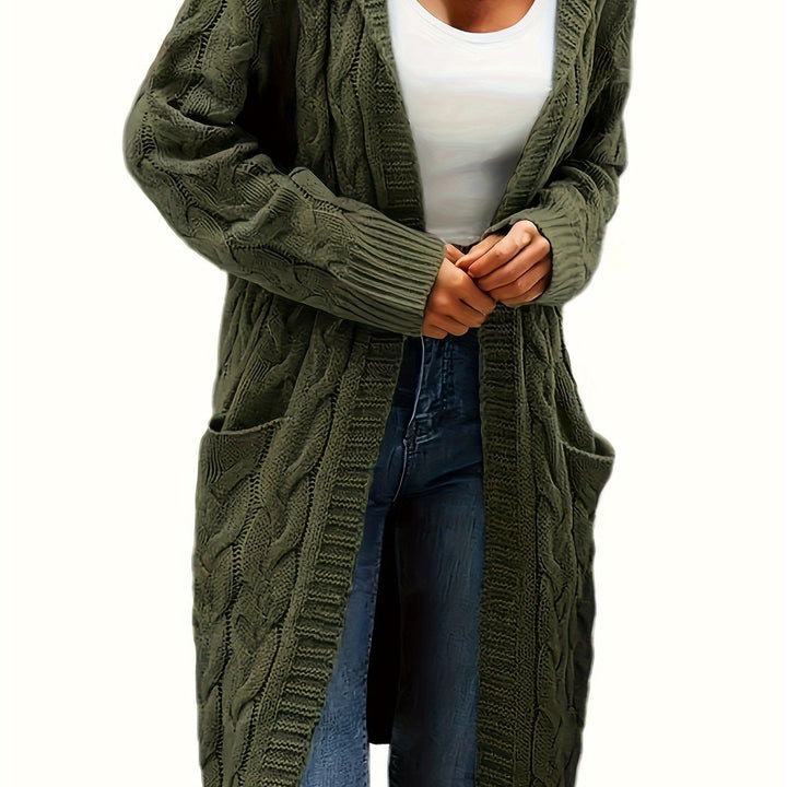 Cardigan oversize tricoté pour femme, ouvert sur le devant