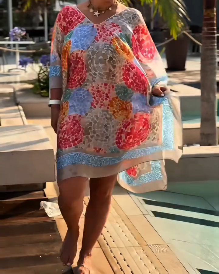 Women's Silk Kaftan Dress Beach Cover Up Tunic