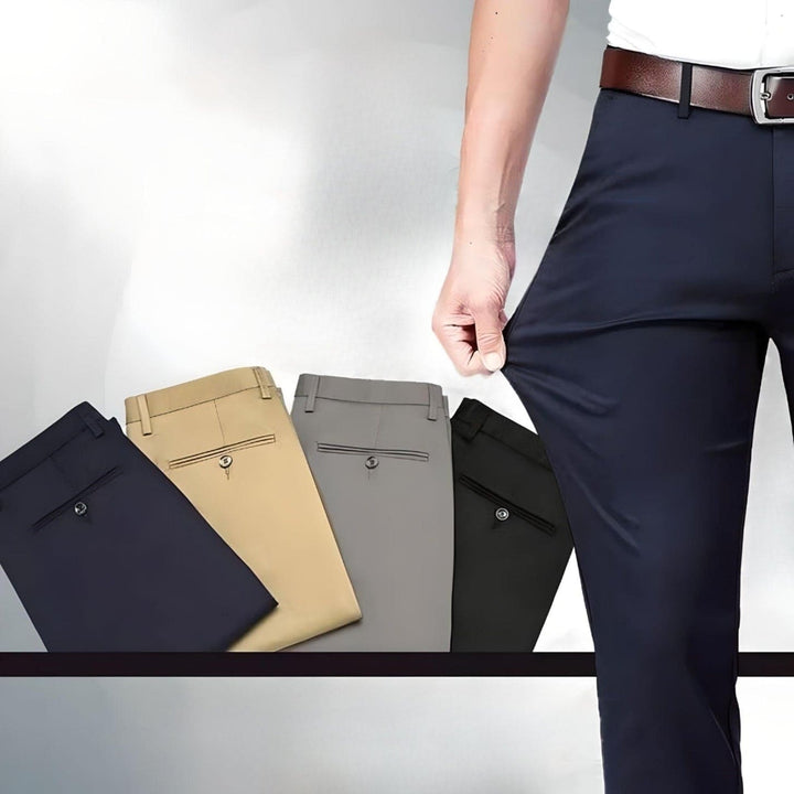 Men's Wool Blend Slim Fit Formal Dress Trousers