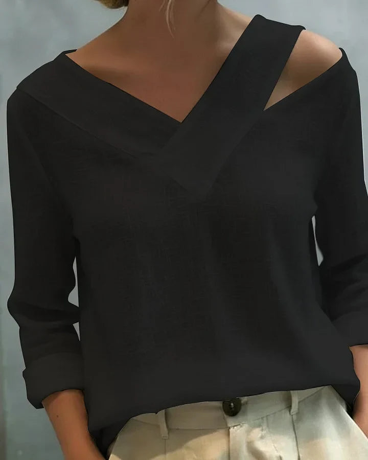 Women's Knit Off-Shoulder Long Sleeve Blouse