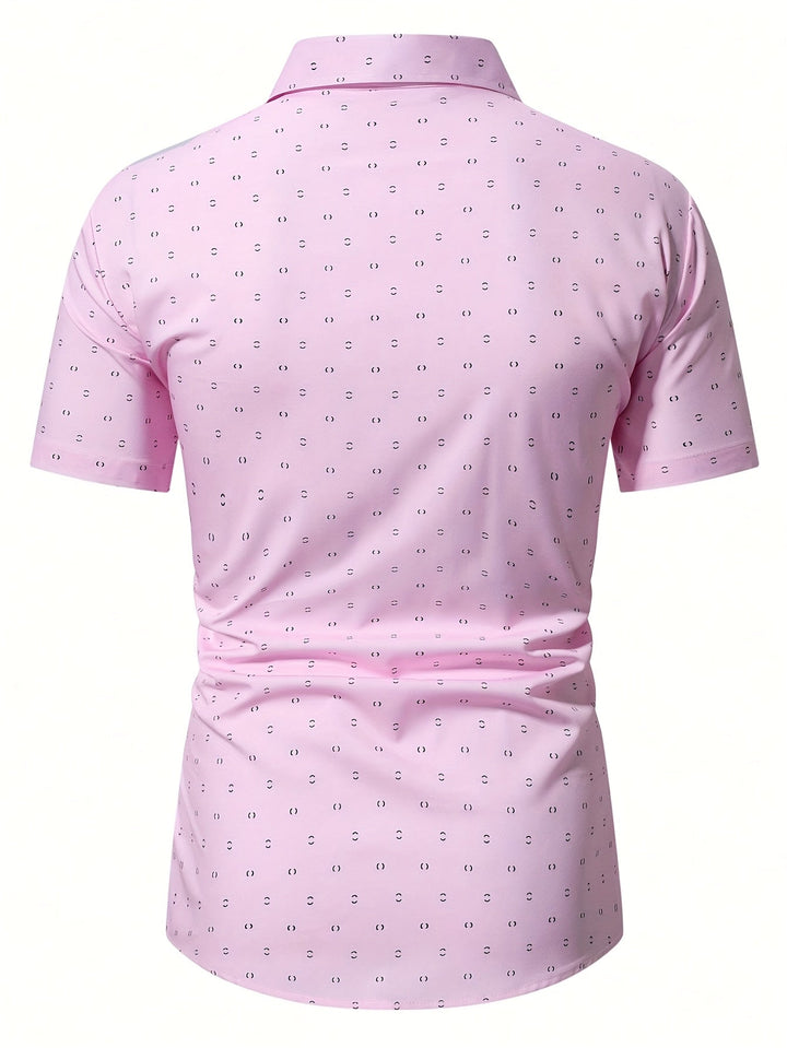 Men's Printed Linen Short-Sleeve Button-Down Shirt