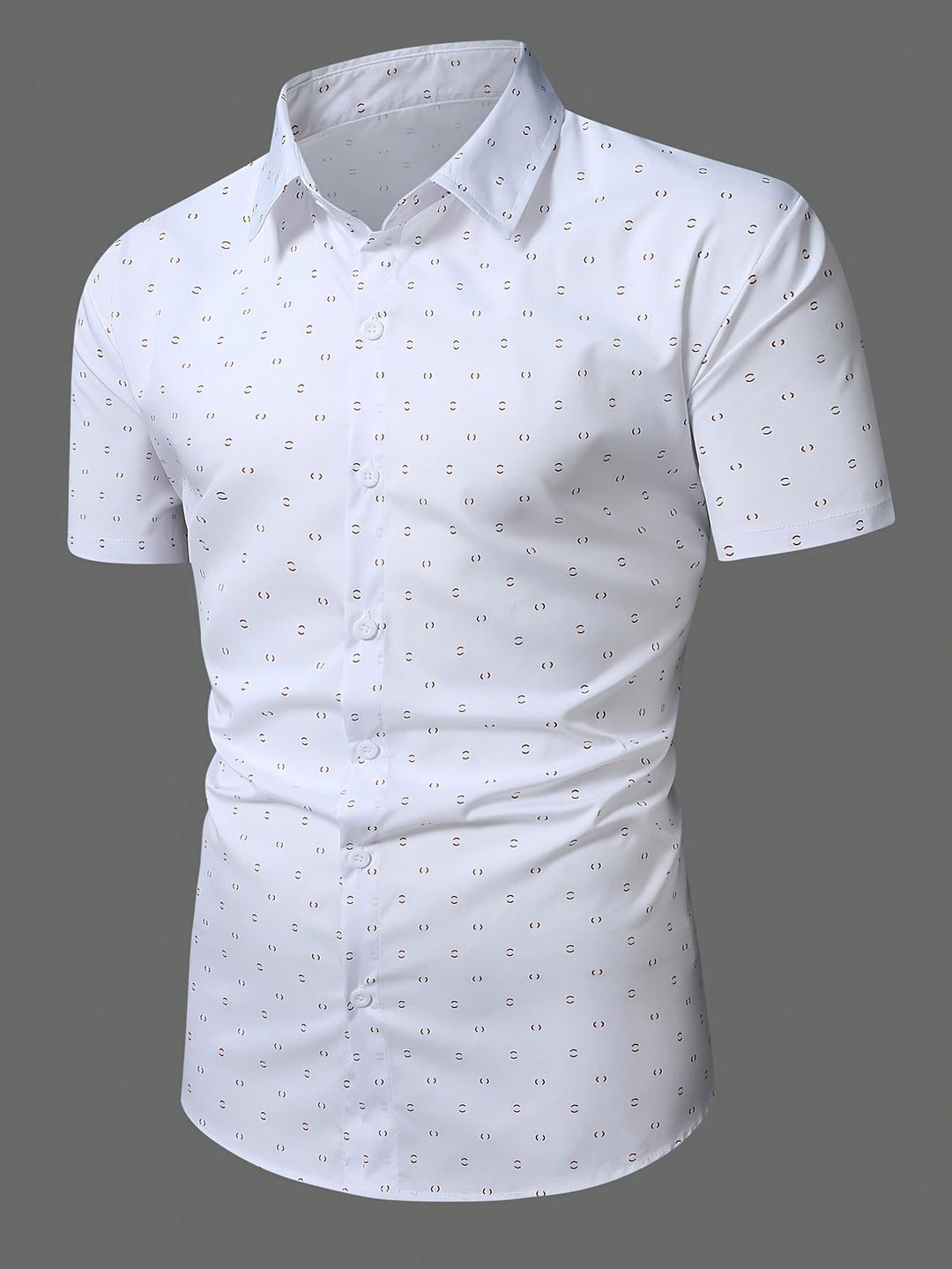 Men's Printed Linen Short-Sleeve Button-Down Shirt