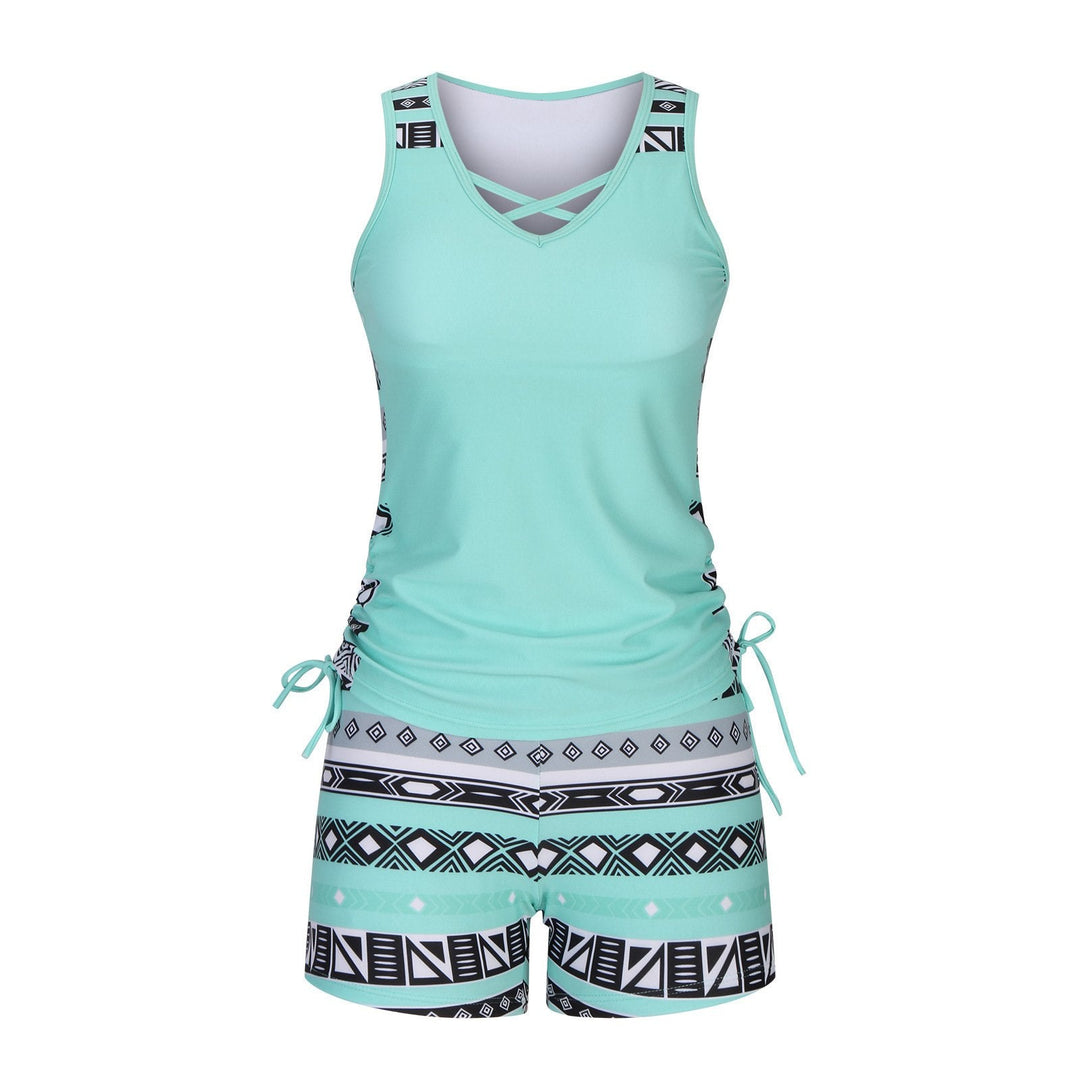Women's Nylon Tankini Swimsuit Swimwear Set Tank Top with Board Shorts'
