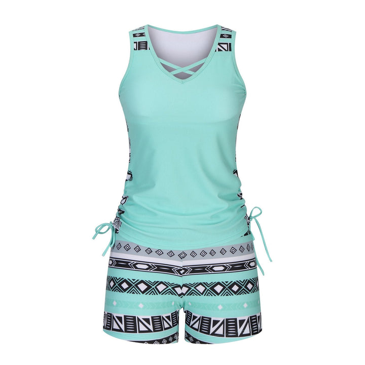 Women's Nylon Tankini Swimsuit Swimwear Set Tank Top with Board Shorts'