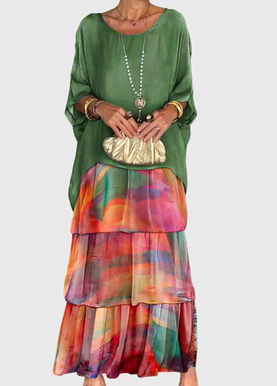 Women's Linen Look Flowing Elegant Maxi Dress Long Tiered Gown
