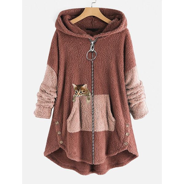 Women's Fleece Hoodie Oversized Zip Up Jacket