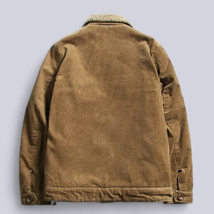 Men's Sherpa Lined Corduroy Trucker Jacket Warm Outerwear