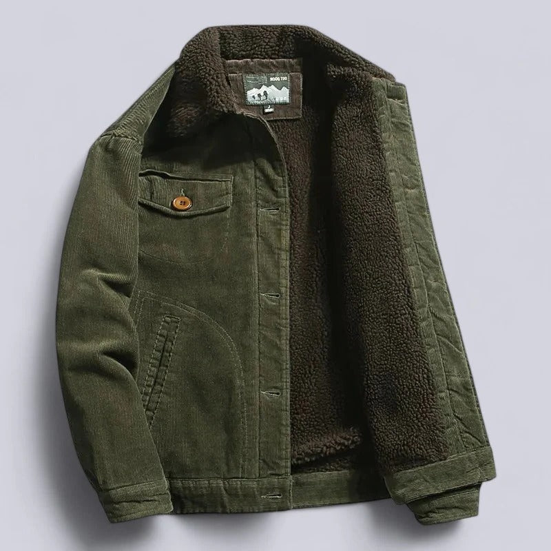 Men's Sherpa Lined Corduroy Trucker Jacket Warm Outerwear
