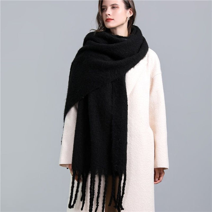 Women's Wool Scarf Knit Oversized Long Fringe Blanket Wrap