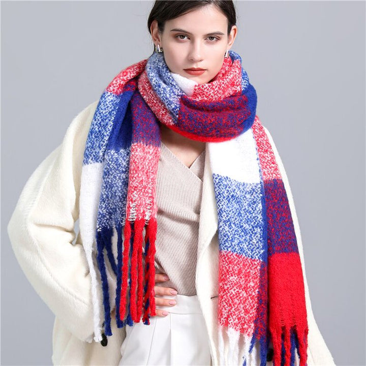 Women's Wool Scarf Knit Oversized Long Fringe Blanket Wrap