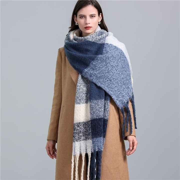 Women's Wool Scarf Knit Oversized Long Fringe Blanket Wrap