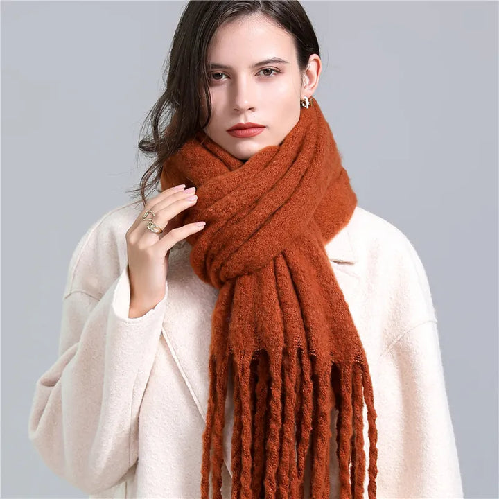 Women's Wool Scarf Knit Oversized Long Fringe Blanket Wrap